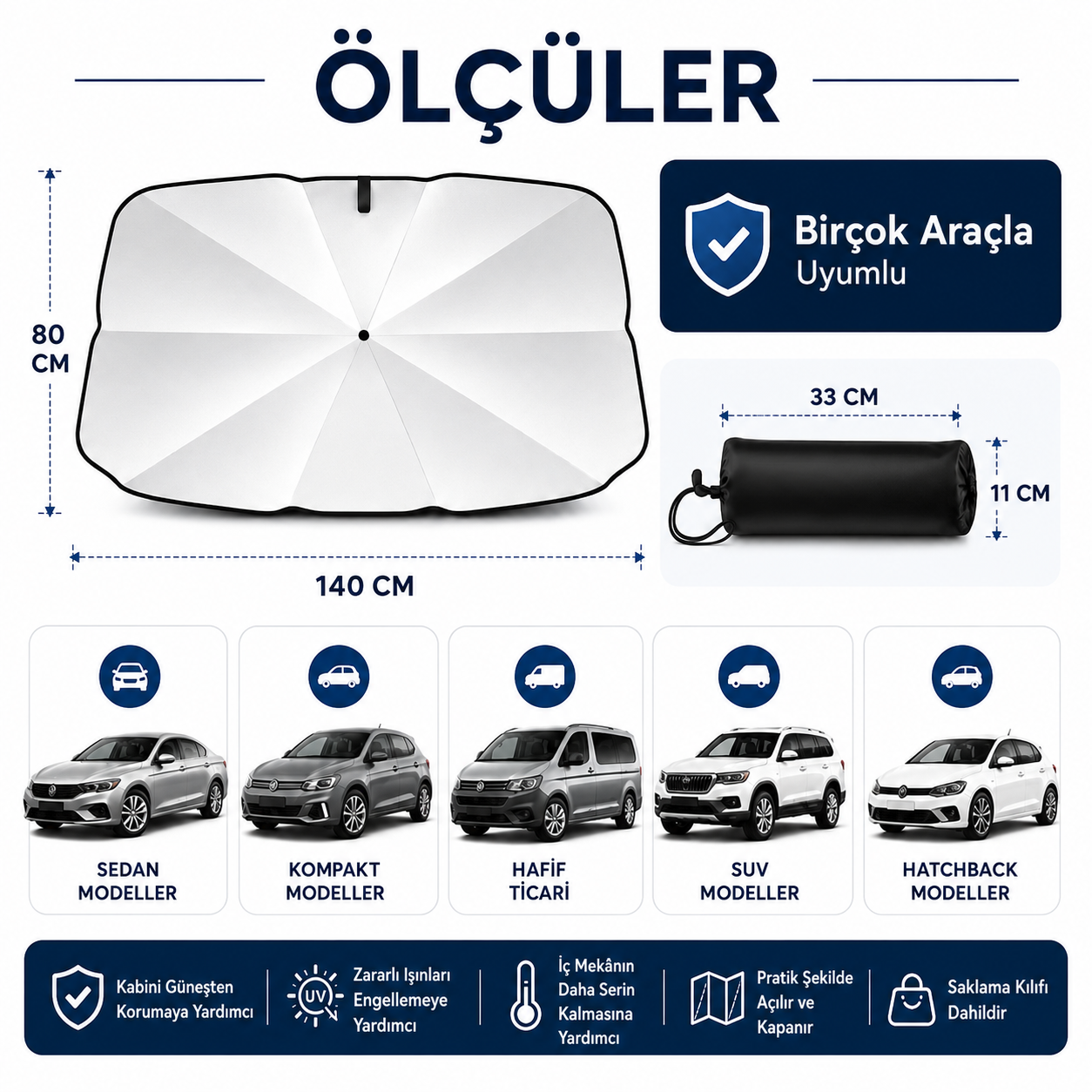 Yufera™ Katlanır Oto Güneş Koruyucu